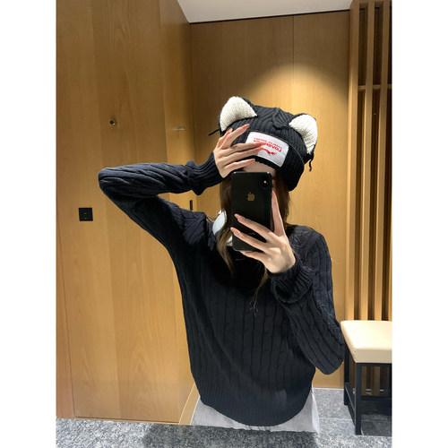 GYOKUU 【拉夫日记】100%棉麻花纹理针织打底衫