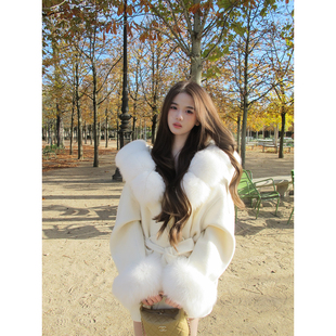 纯羊毛拼接狐狸毛领毛呢外套 2025aw GYOKUU 古堡初雪