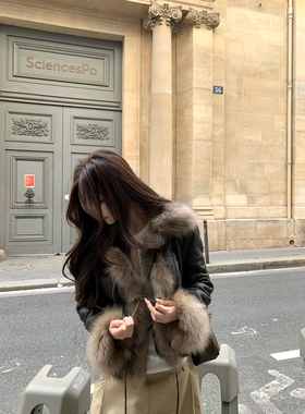 GYOKUU【巴黎往事】皮毛一体狐狸毛拼接外套