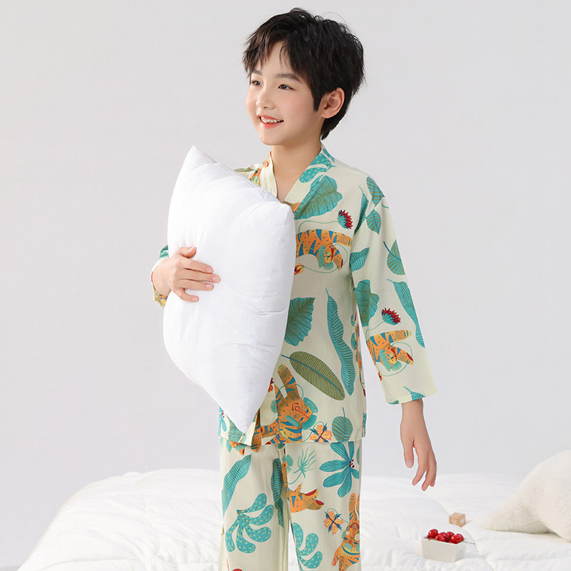 【368人收藏】儿童夏季棉绸男女童男孩女宝空调服家居服长袖套装
