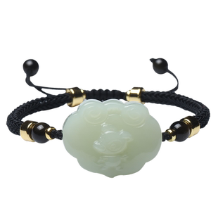 和田玉如意锁十二生肖手链女红绳编织手绳男本命年属兔龙牛兔羊鼠