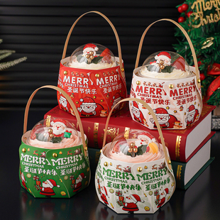 2026圣诞节波波杯蛋糕装饰旋转手提包装盒圣诞老人节日快乐插件