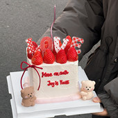 2.14情人节立体爱心抱抱熊蛋糕装 饰品摆件情侣告白love亚克力插件