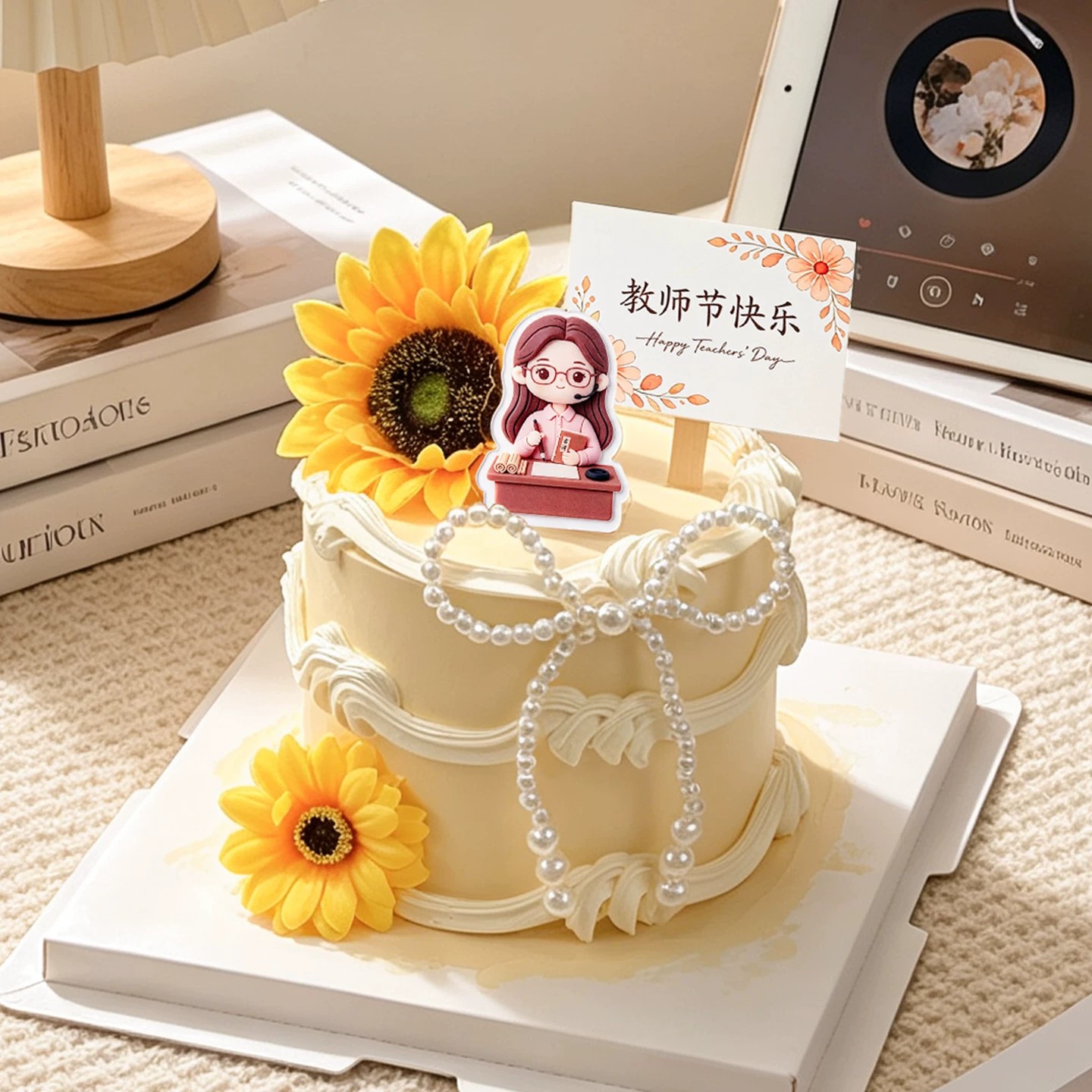 教师节向日葵花束蛋糕装饰图片