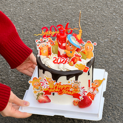 卡通抱蜡烛星星人蛋糕装饰摆件