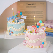 可爱蛇宝宝蛋糕装 饰摆件男孩女孩儿童满月百天周岁生日甜品台插件