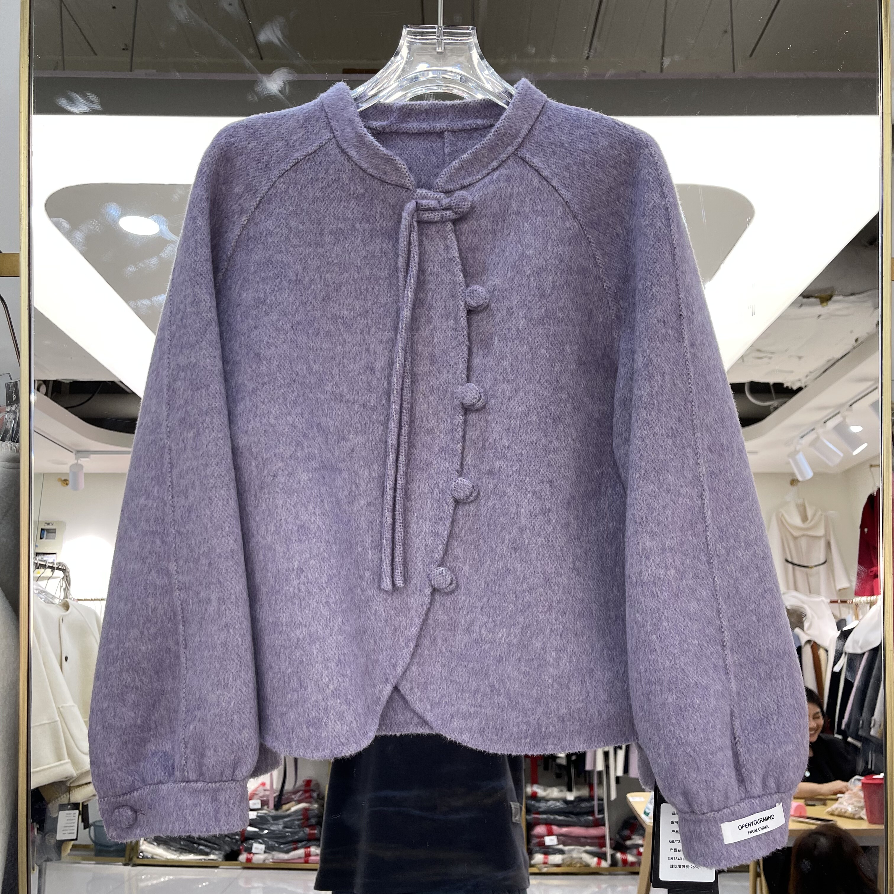 国风盘扣羊毛呢外套2025秋冬新款双面羊绒大衣短款圆领羊毛呢外套