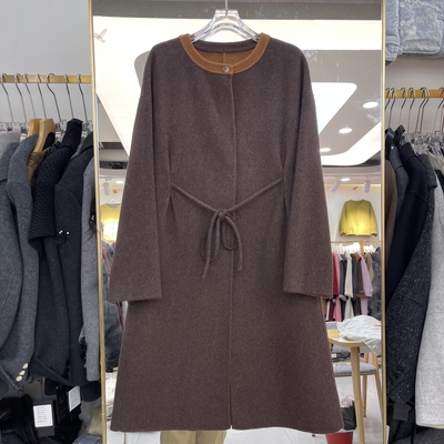 咖啡色双面羊绒大衣2025冬季新款韩版时尚气质中长款羊毛呢外套