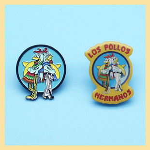 绝命毒师炸鸡店金属徽章搭配牛仔衣时尚胸章别针卡通个性潮牌胸针