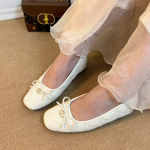 羊皮版~菱格内增高玛丽珍单鞋女平底芭蕾鞋女配裙子法式大码女鞋
