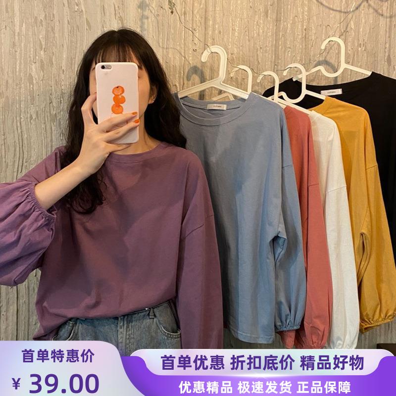 薄款宽松卫衣灯笼袖女韩版长袖