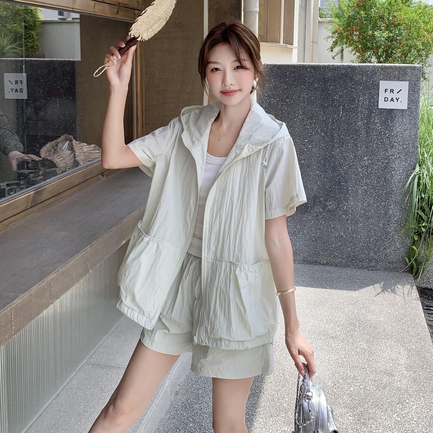 女装/女士精品套装/学生校服/工作制服时尚套装2025年夏季拉链短