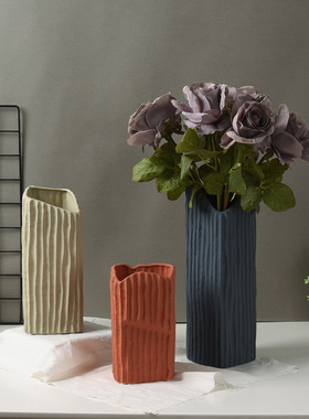家居摆件陶瓷花瓶现代简约北欧玄关插花花器样板间软装工艺品摆设