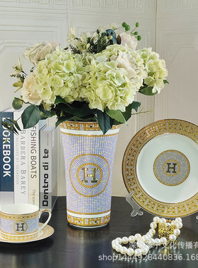 跨境家居陶瓷花瓶摆件客厅电视柜插花欧式餐桌装饰品摆设送礼礼品