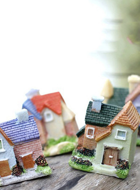 微景观苔藓装饰配件树脂小房屋摆件4款别墅道具 摆件 迷你小房子