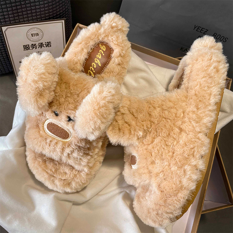 奥莱精选动耳玩偶毛绒棉拖女款2025冬季爆款居家外穿保暖棉拖鞋