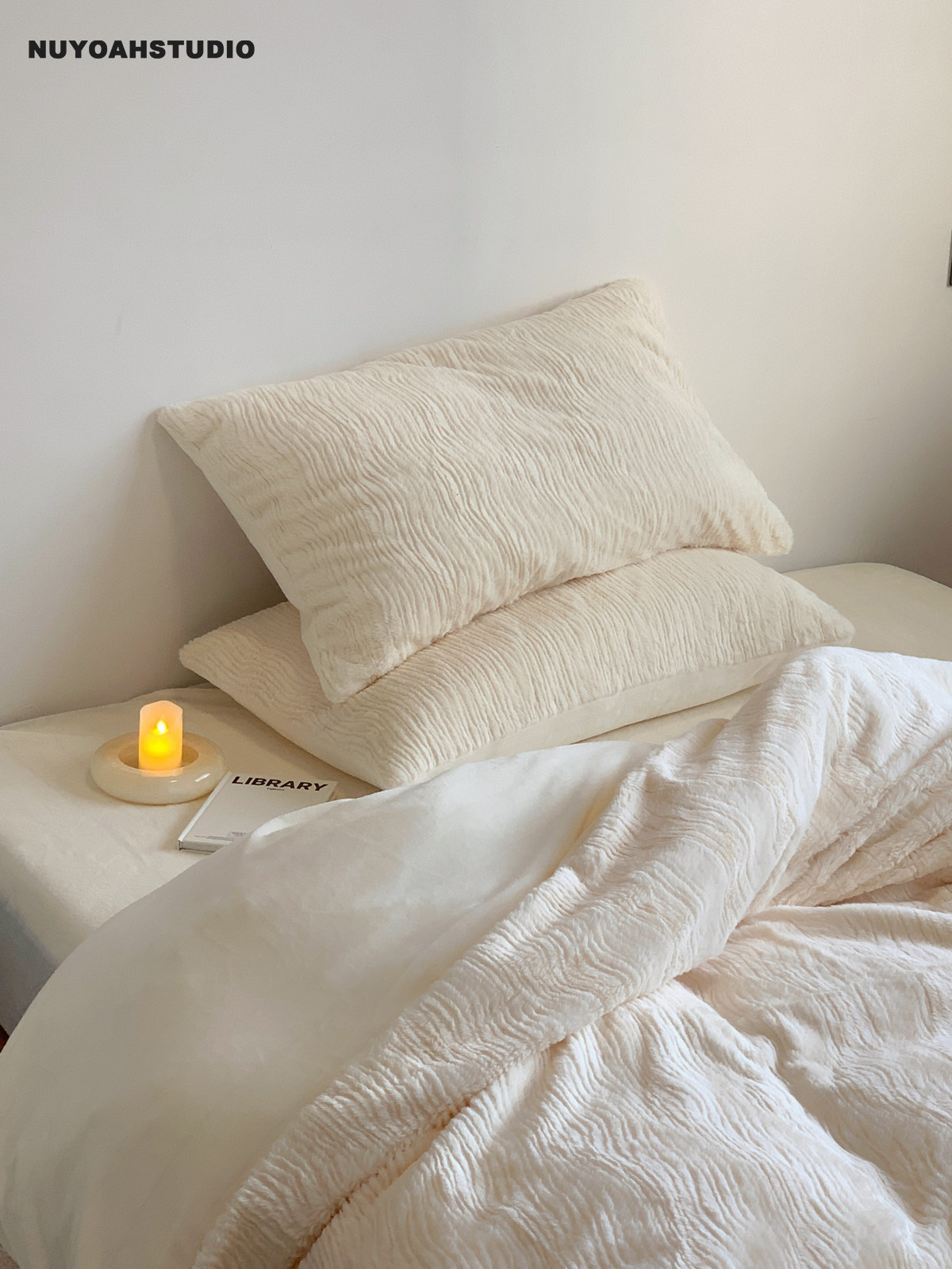 Nuyoah studio 高级简约波浪刷花獭兔毛绒四件套加厚秋冬保暖床品,床上用品,床品套件/四件套/多件套,淘宝优惠券,粉丝福利购,淘宝优惠卷