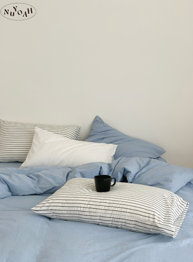 Nuyoah studio 慵懒周末 简约纯色全棉水洗100棉四件套宿舍三件套