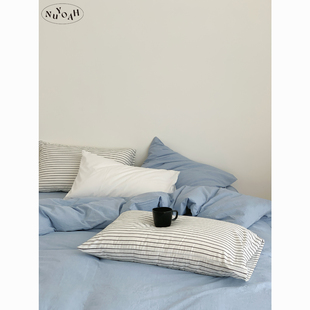 Nuyoah studio 慵懒周末 简约纯色全棉水洗100棉四件套宿舍三件套