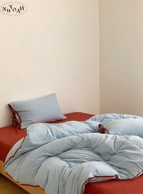 Nuyoah studio  ins法式包边纯棉针织全棉A类四件套天竺棉床单