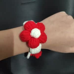 送你一朵小红花手环成品小熊兔子毛线手工钩织diy材料包自制型礼