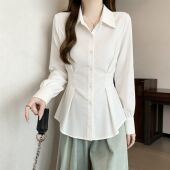 大码 春季 胖mm收腰显瘦正肩高级感衬衣上衣 女2026新款 白色衬衫