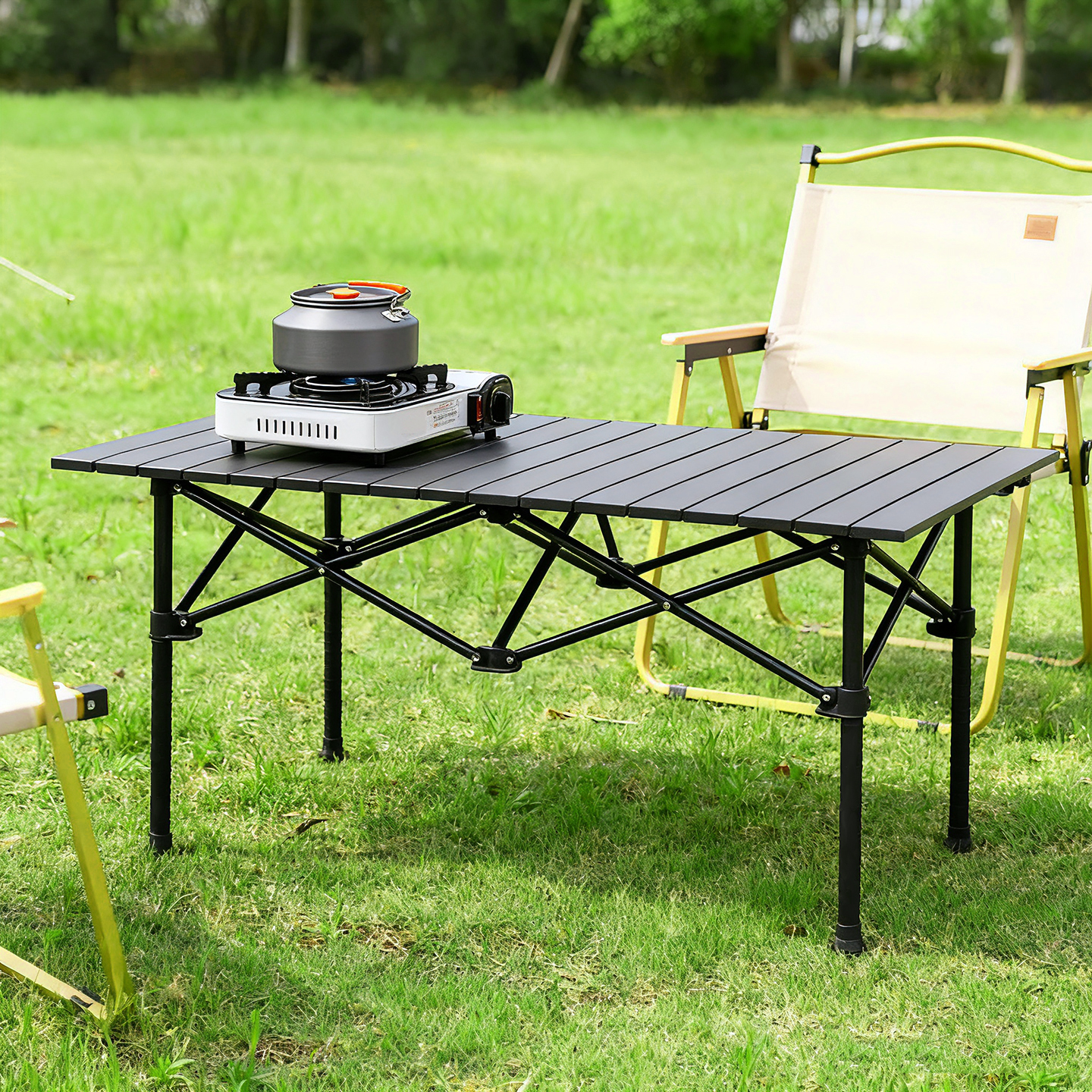 挪爪折叠桌便携铝合金升降露营桌