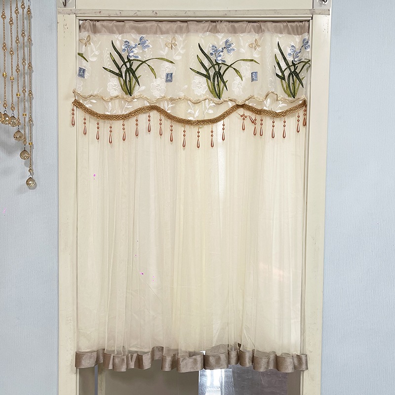 卧室半截门帘双层纱不透挡隐私