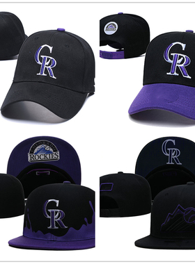 黑紫色弯檐帽CR标志棒球帽子男时尚潮款鸭舌帽嘻哈青年街舞情侣帽