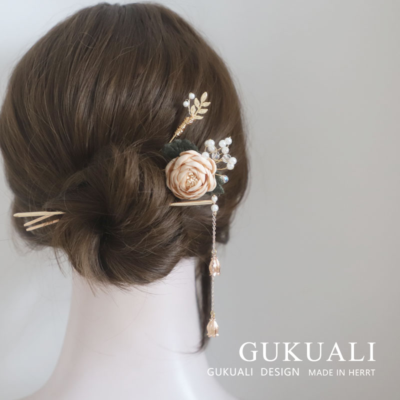 gukuali树叶花朵发簪合集