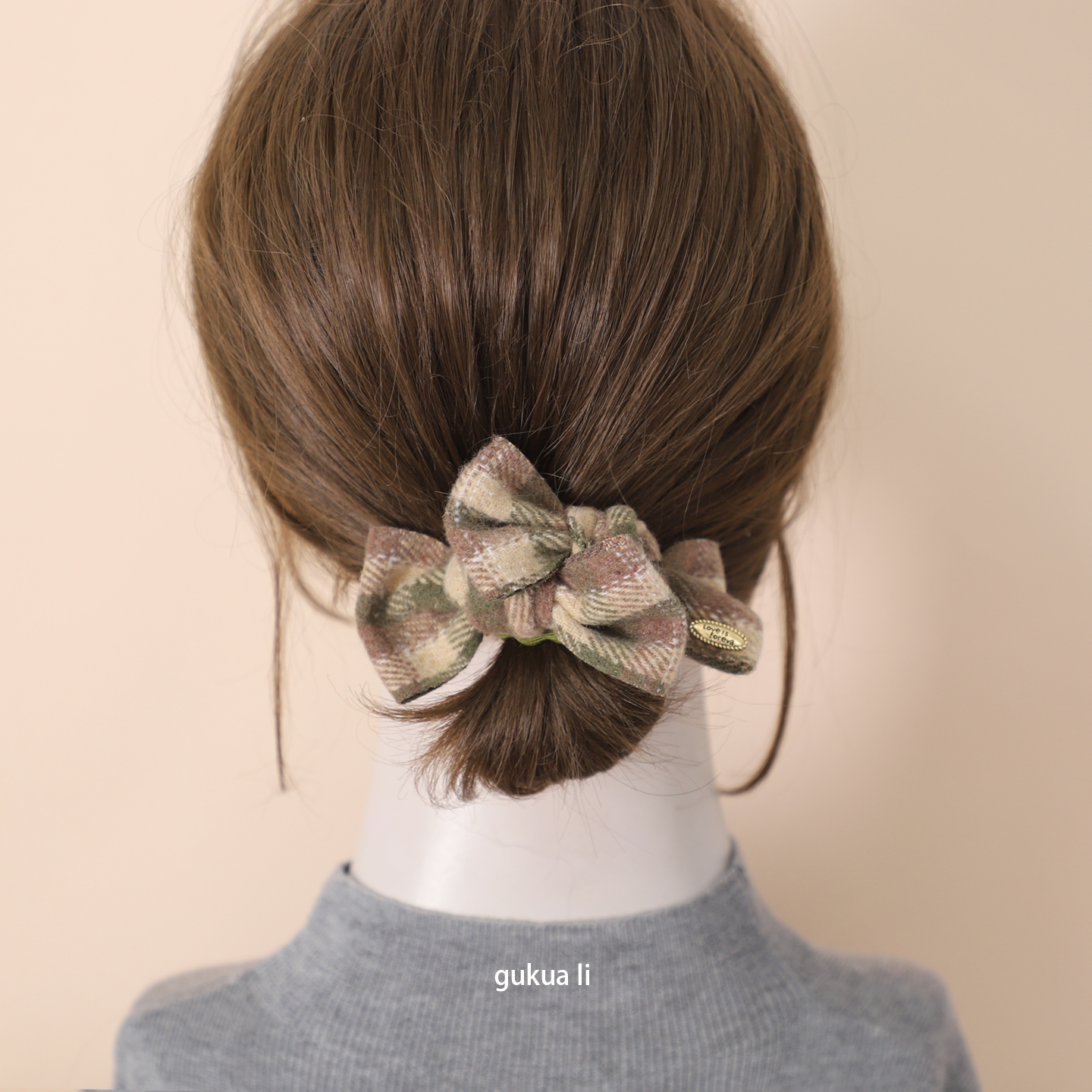 GUKUALI发箍神器复古格子后脑勺