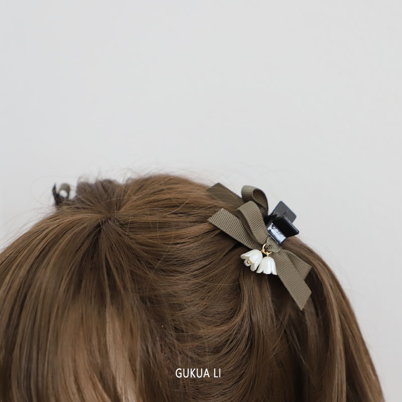 gukuali铃兰花蝴蝶结抓夹一对