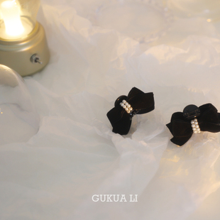 GUKUALI 春夏丝绒蝴蝶机抓夹一对可爱甜美少女大发夹子发饰头饰