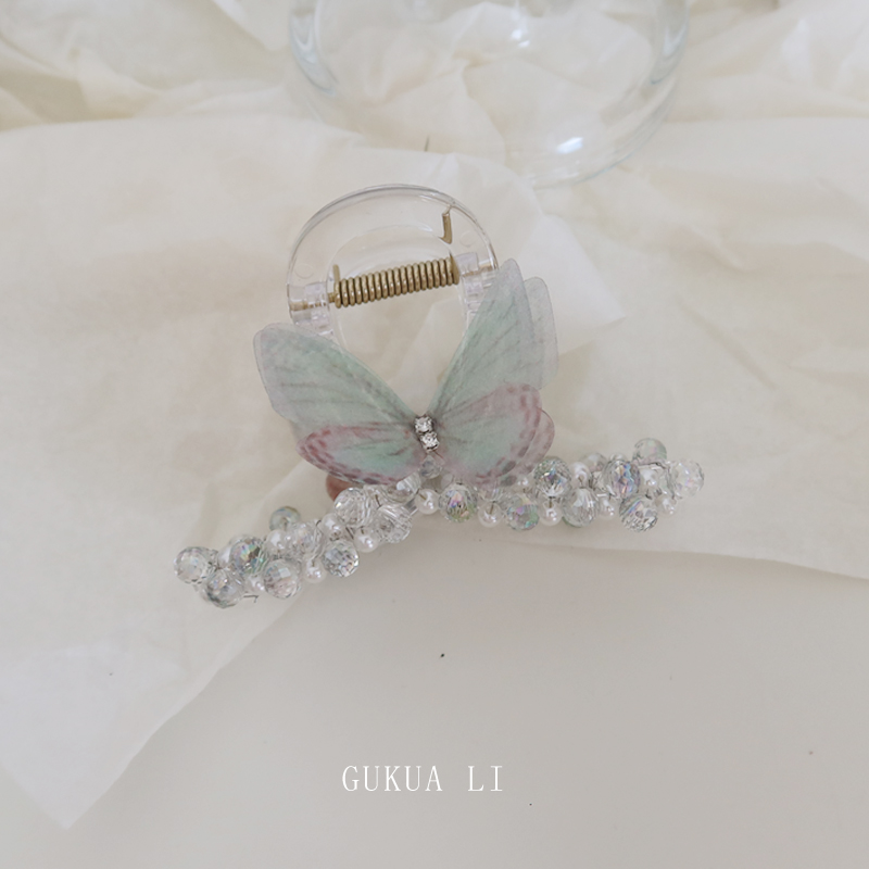 GUKUALI 2025新款蝴蝶水晶抓夹发饰头饰超仙少女后脑勺发夹子发卡