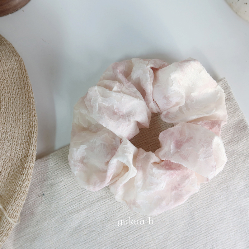 GUKUALI 2025新款夏季新款粉色晕染大肠发圈格林系少女发饰头饰