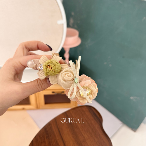 GUKUALI古风手工花朵蝴蝶结发夹