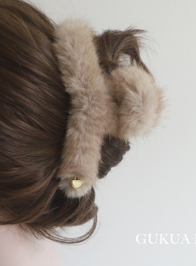 gukuali毛茸茸绒毛抓夹鲨鱼夹气质可爱发夹发饰头饰春夏新款女