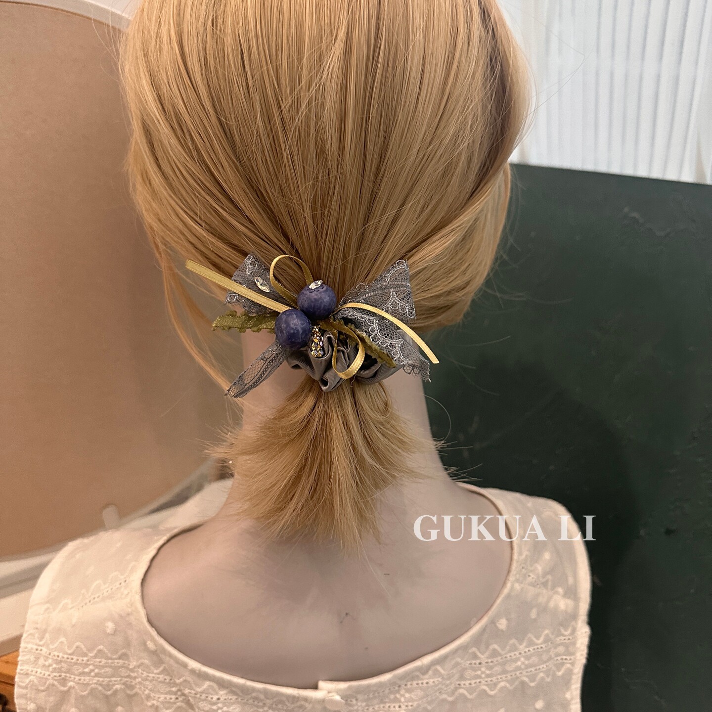 【新品限时2件8.8折】古风蕾丝花朵发圈女韩版田园蝴蝶结发饰头饰