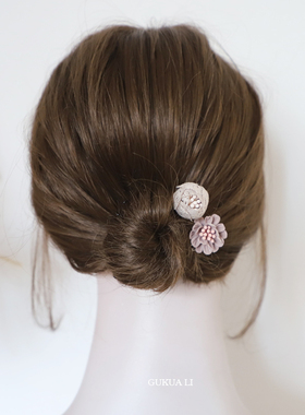 GUKUALI原创复古花朵插梳发梳发饰后脑勺头饰女发卡玫瑰精致春夏