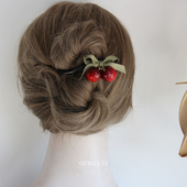 新款 GUKUALI 夏季 车厘子扭扭夹发饰格林系少女懒人家后脑勺发饰