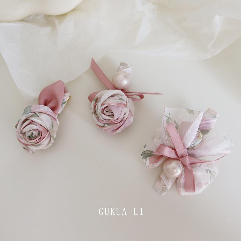 GUKUALI 2025夏季新款碎花蝴蝶鸭嘴夹格林系少女侧边夹发夹头饰