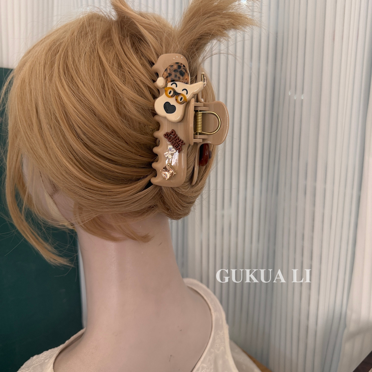 GUKUALI小熊水钻抓夹可爱发饰