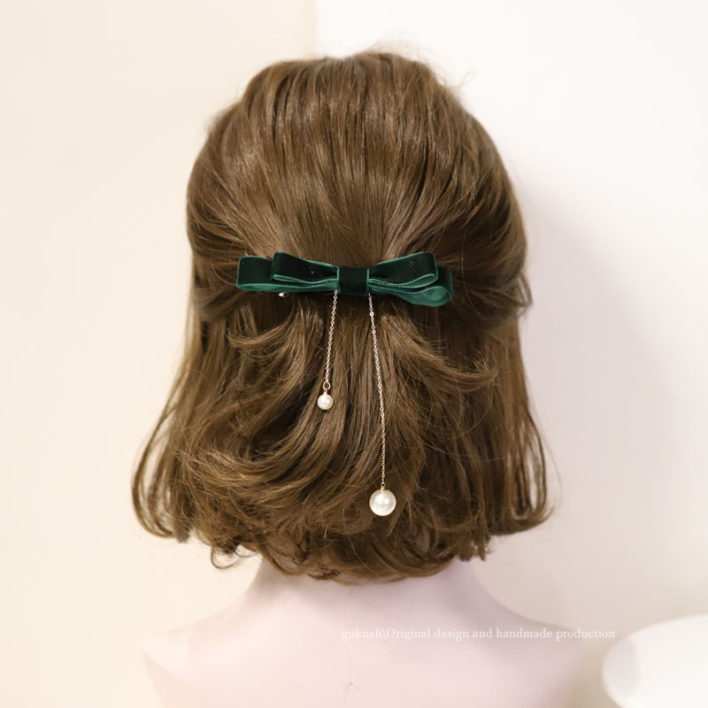 gukuali小姐发夹少女丝绒蝴蝶结