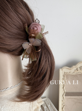 GUKUALI韩系玫瑰蝴蝶结发圈