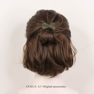 气质女发饰发圈 简约头绳 GUKUA LI小姐原创针织小蝴蝶结可爱发绳