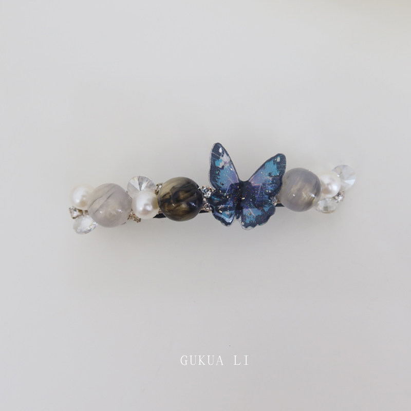 GUKUALI 2025夏季新款蝴蝶弹簧夹格林系少女后脑勺发夹发饰头饰