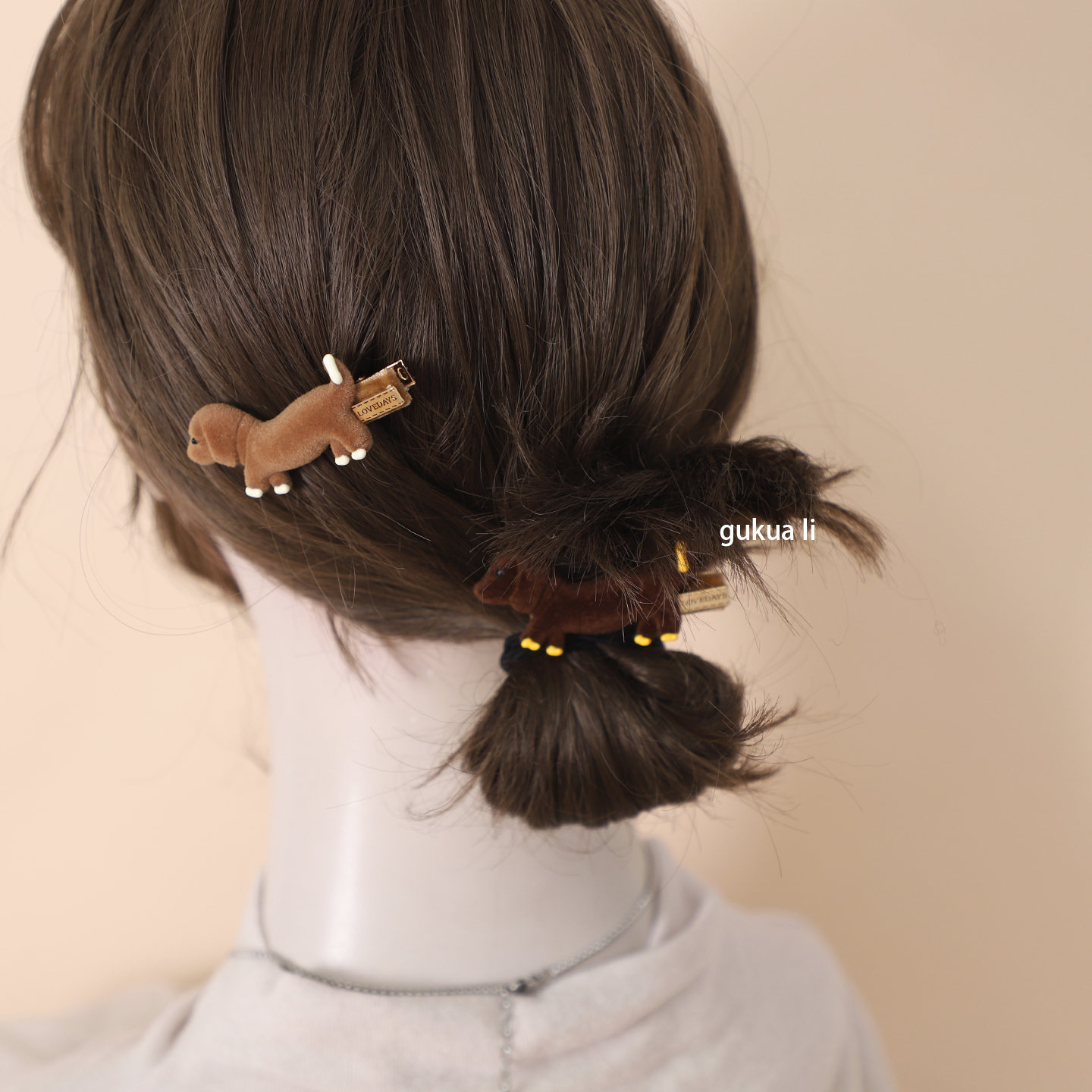GUKUALI可爱小狗发夹女盘发夹子头饰发饰发卡边夹边夹侧边夹秋冬
