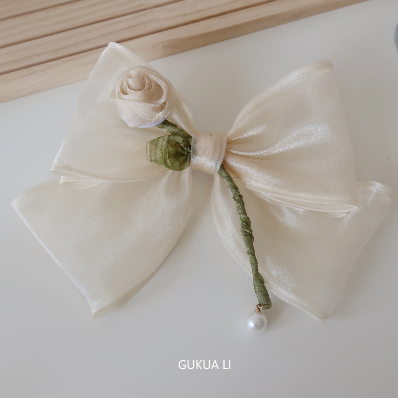 GUKUALI玫瑰花大蝴蝶结弹簧夹