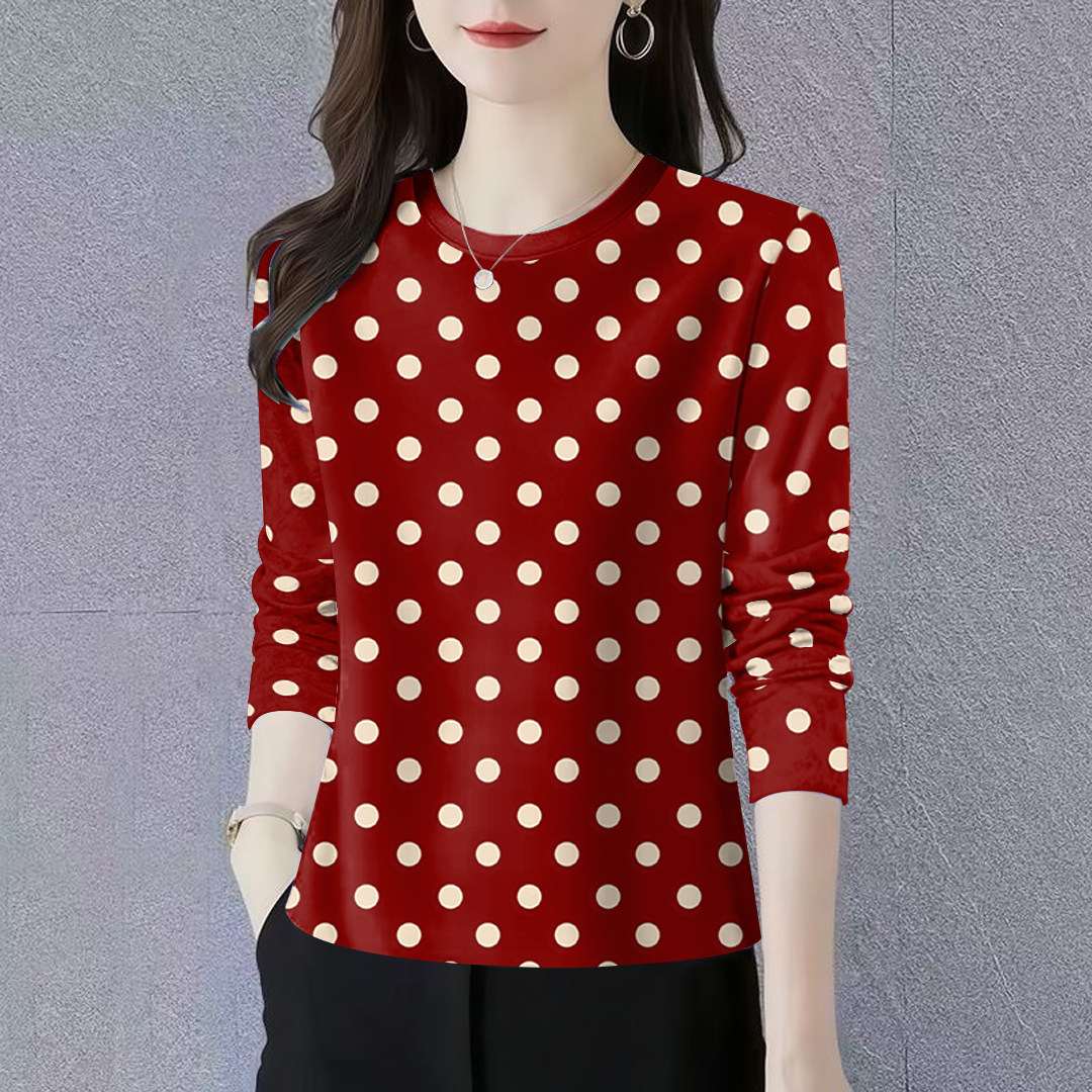 女装2026新款春秋薄款圆领打底印花长袖宽松显瘦遮肚T恤女上衣潮