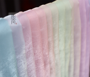 图南原创闪光缎印花渐变布料超仙亮光古风汉服褶裙连衣裙上衣diy